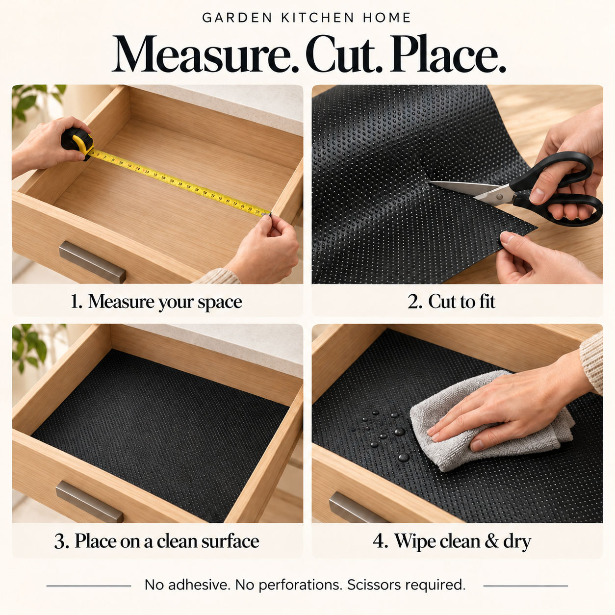 Grip Shelf Liner — step-by-step instructions